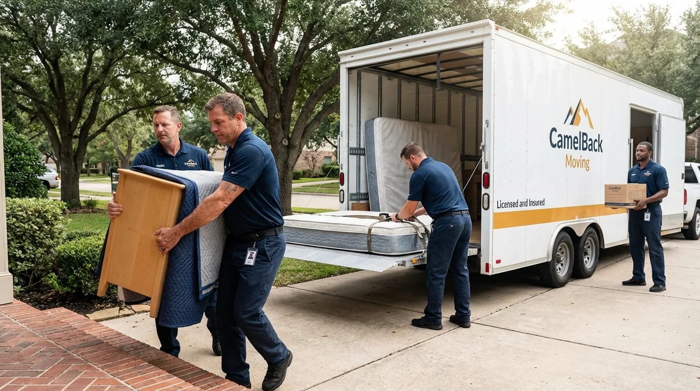 Crew loading residential truck for cross-state move from Yacolt, WA