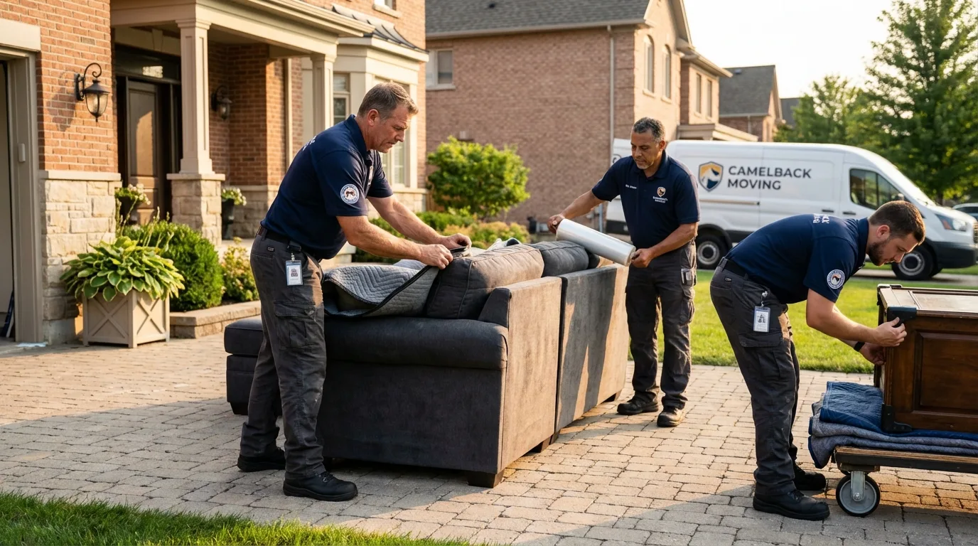 Large estate moving crew wrapping furniture in Yacolt, WA